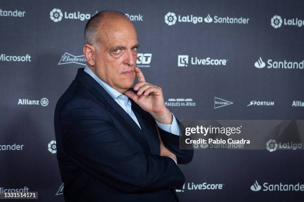 Javier Tebas attends the La Liga Champions gala red carpet at the Reina Sofia museum In Madrid on July 30, 2021 in Madrid, Spain.