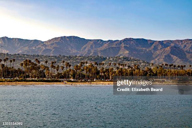 east beach, santa barbara, at sunset - santa barbara foto e immagini stock