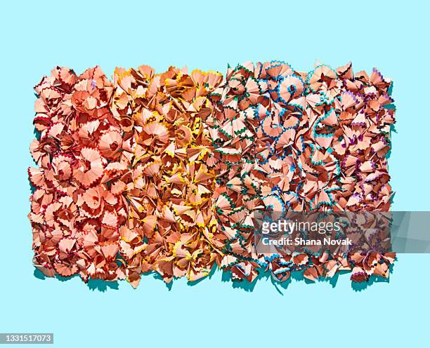 vibrant colored pencil shavings - "shana novak" stock pictures, royalty-free photos & images