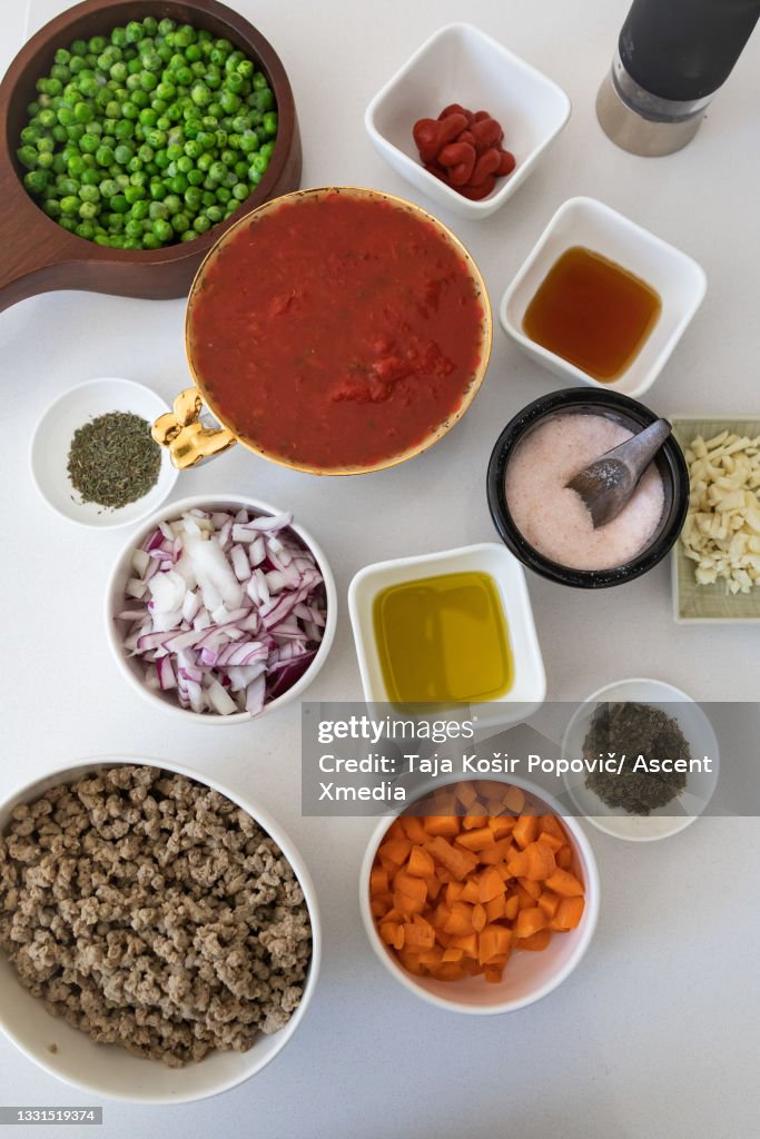 View of healthy, vegetarian, meal being prepared