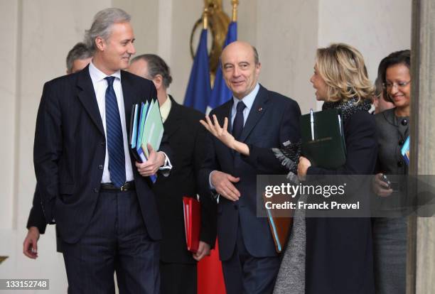 France's Civil Service Junior Minister Georges Tron, France's Defence Minister Alain Juppe, Research and Higher Education Minister Valerie Pecresse...