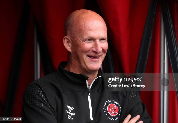 Simon Grayson, Manager of Fleetwood Town reacts in the tunnel prior to the Pre-Season Friendly match between Fleetwood Town and Leeds United at...