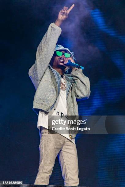 Rapper Roddy Ricch performs during day two of Lollapalooza at Grant Park on July 30, 2021 in Chicago, Illinois.