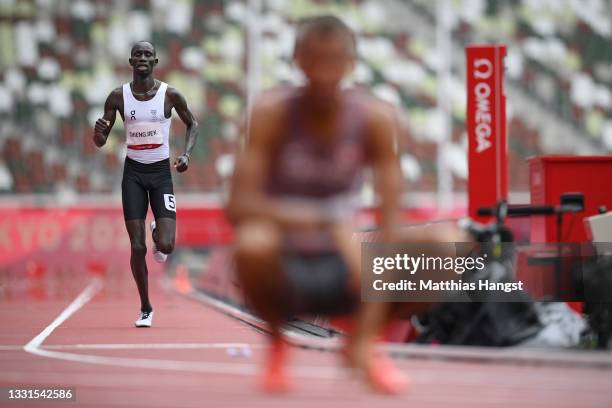 James Nyang Chiengjiek of Refugee Olympic Team competes in round one of the Men's 800m heats on day eight of the Tokyo 2020 Olympic Games at Olympic...