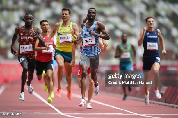 Michael Saruni of Team Kenya, Jeffrey Riseley of Team Australia and Nijel Amos of Team Botswana compete in round one of the Men's 800m heats on day...