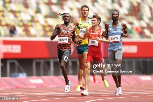 Michael Saruni of Team Kenya, Jeffrey Riseley of Team Australia, Adrian Ben of Team Spain and Nijel Amos of Team Botswana competes in the Men's 800m...