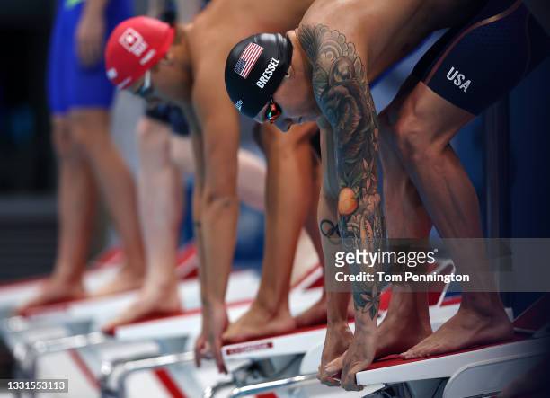 Caeleb Dressel of Team United States prepares to compete in the Men's 100m Butterfly Final at Tokyo Aquatics Centre on July 31, 2021 in Tokyo, Japan.