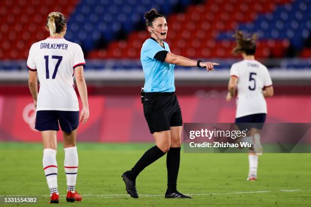 Referee Jacewicz Kate in action during the Women's Quarter Final match between Netherlands and United States on day seven of the Tokyo 2020 Olympic...