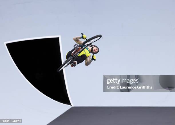 Logan Martin of Australia jumps during the Men's BMX Freestyle seeding event, run 2 on day eight of the Tokyo 2020 Olympic Games at Ariake Urban...