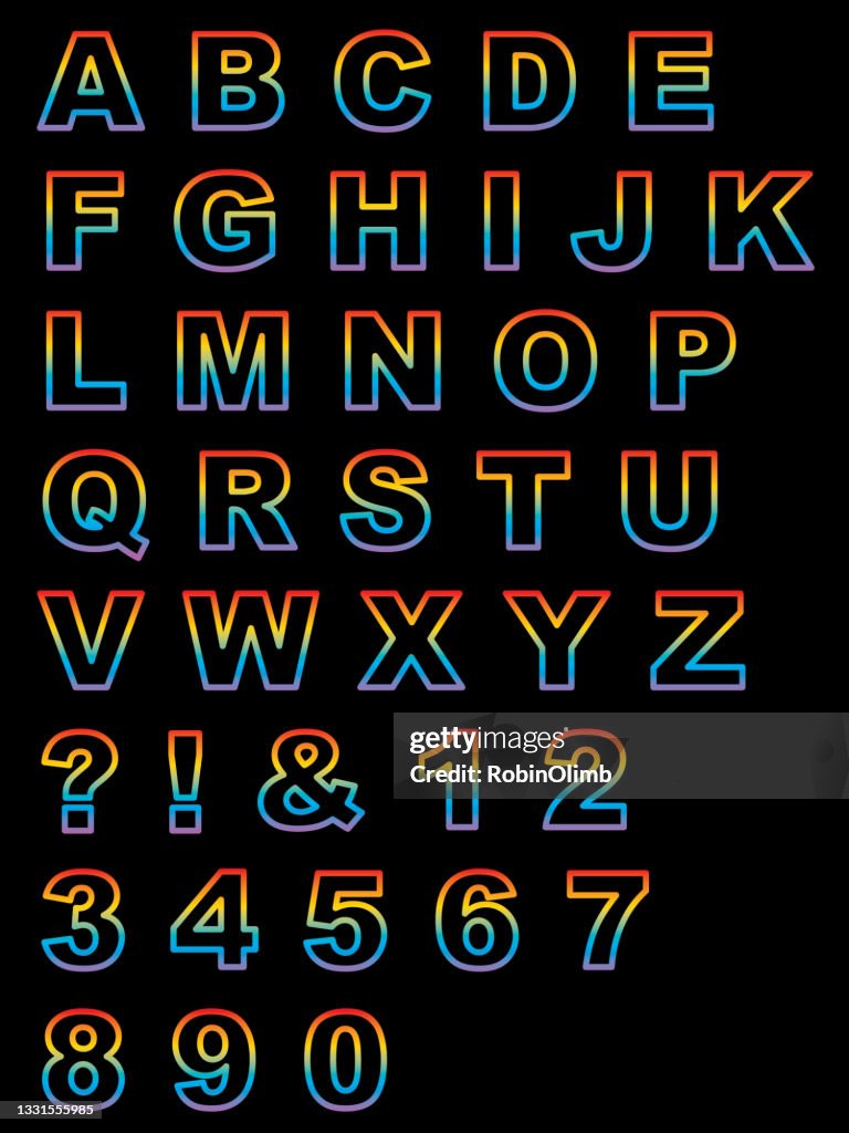 Alphabet Line Colorful Colorful Outline Alphabet High-Res Vector Graphic - Getty Images