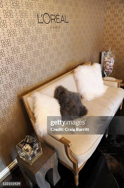 Oreal display at the EXTRA Luxury Lounge In Honor Of 83rd Annual Academy Awards day 1 held at the Four Seasons Hotel Los Angeles at Beverly Hills on...