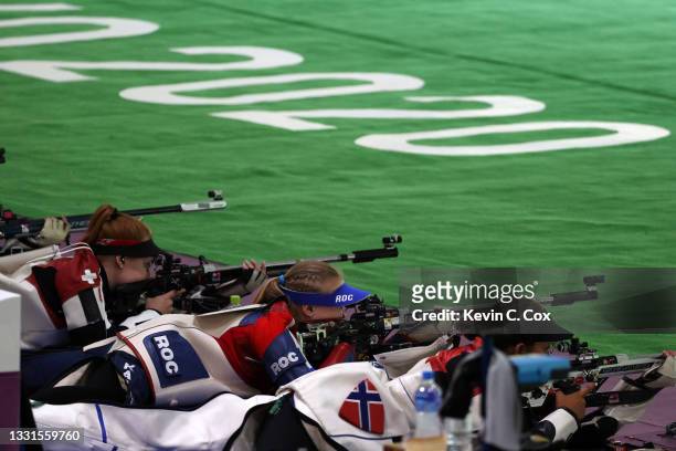 Athletes compete in 50m Rifle 3-Positions Women Qualification on day eight of the Tokyo 2020 Olympic Games at Asaka Shooting Range on July 31, 2021...