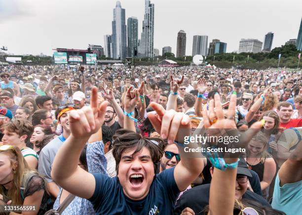 Festival-goers attend day 2 of Lollapalooza at Grant Park on July 30, 2021 in Chicago, Illinois.