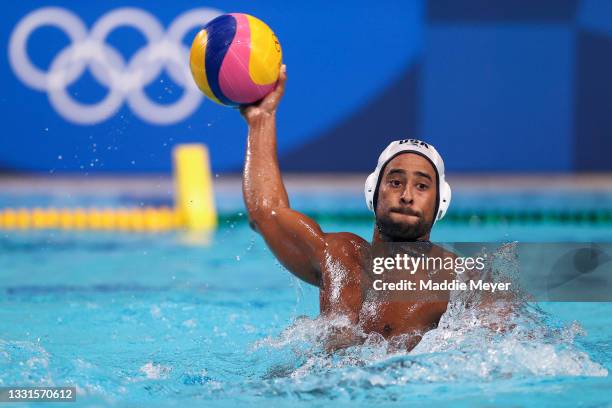 Max Irving of Team United States in action during the Men's Preliminary Round Group A match between the United States and Hungary on day eight of the...