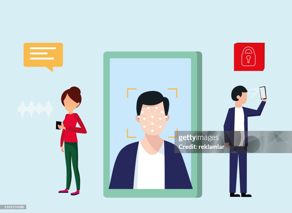 Face Recognition Face Id System Concept Vector Illustration Of Young Man  Using Face Scanning App On Screen Smartphone Screen People Using Next  Generation Technological Security Application Vector Flat Cartoon Graphic  Design Isolated