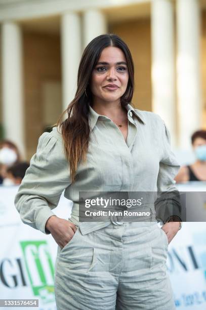 Pina Turco attends the blue carpet at the Giffoni Film Festival 2021 on July 30, 2021 in Giffoni Valle Piana, Italy.