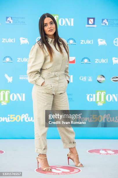 Pina Turco attends the photocall at the Giffoni Film Festival 2021 on July 30, 2021 in Giffoni Valle Piana, Italy.