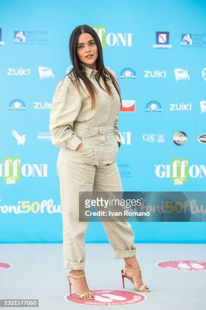 Pina Turco attends the photocall at the Giffoni Film Festival 2021 on July 30, 2021 in Giffoni Valle Piana, Italy.