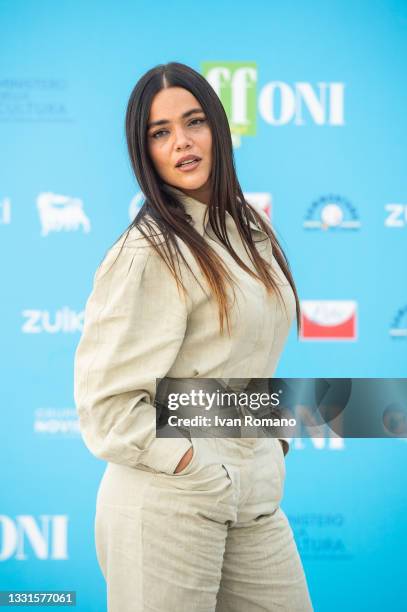 Pina Turco attends the photocall at the Giffoni Film Festival 2021 on July 30, 2021 in Giffoni Valle Piana, Italy.