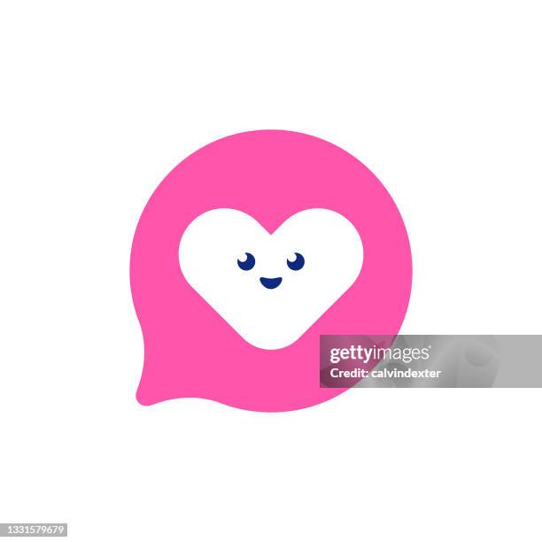 heart shape on speech bubble - kawaii stock illustrations