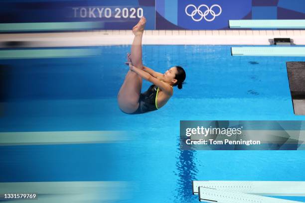 Haruka Enomoto of Team Japan competes in the Women's 3m Springboard Semi final on day eight of the Tokyo 2020 Olympic Games at Tokyo Aquatics Centre...