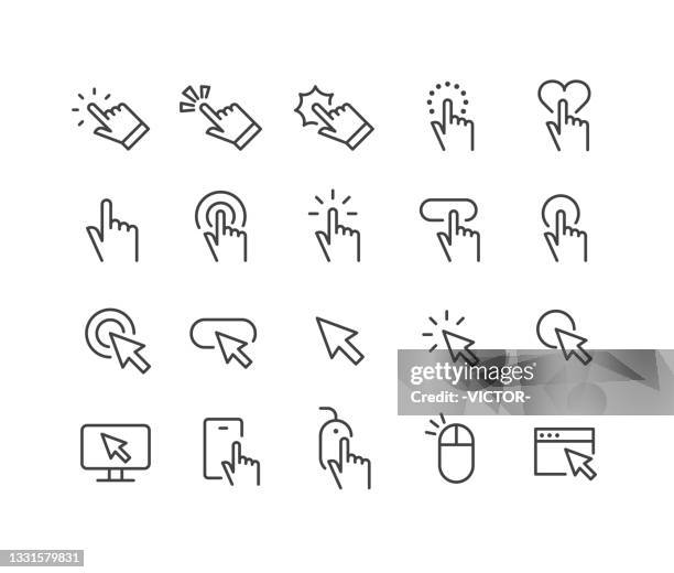 stockillustraties, clipart, cartoons en iconen met clicking icons - classic line series - computermuis
