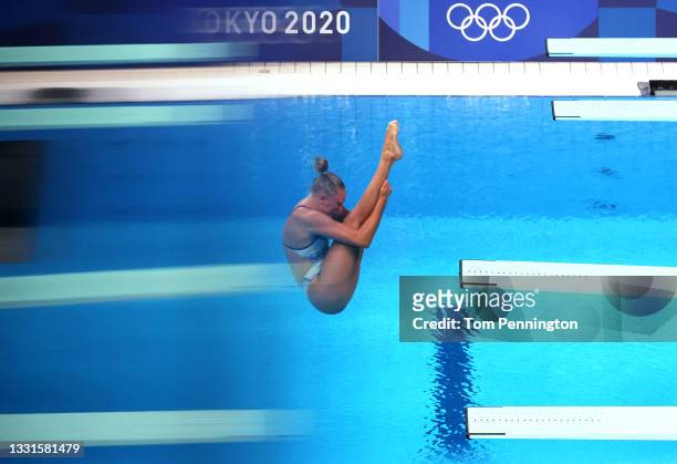 Emma Gullstrand of Team Sweden competes in the Women's 3m Springboard Semi final on day eight of the Tokyo 2020 Olympic Games at Tokyo Aquatics...