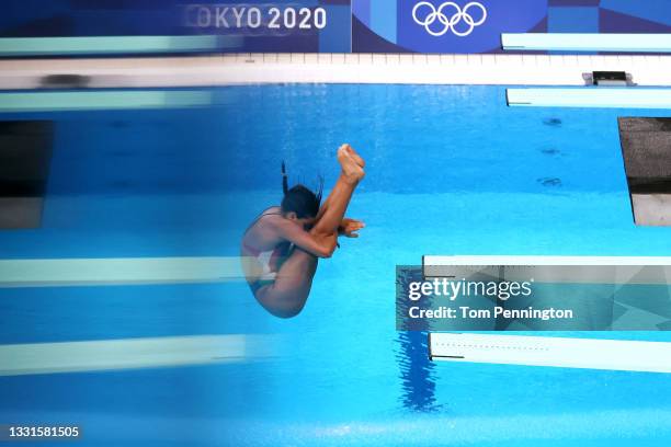 Aranza Vazquez Montano of Team Mexico competes in the Women's 3m Springboard Semi final on day eight of the Tokyo 2020 Olympic Games at Tokyo...