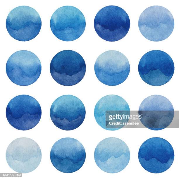 aquarell blauer kreis designelemente - farbrad stock-grafiken, -clipart, -cartoons und -symbole