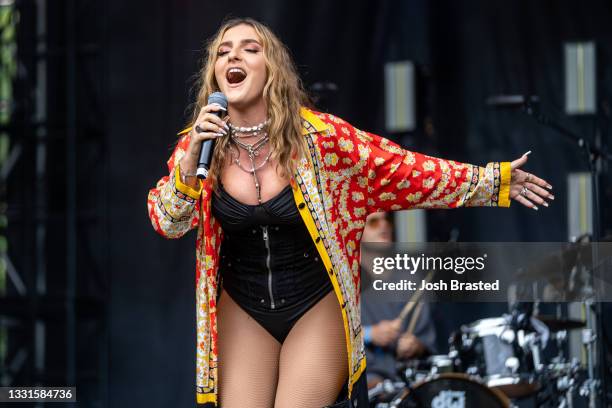 Njomza performs at the 30th Anniversary of Lollapalooza at Grant Park on July 30, 2021 in Chicago, Illinois.