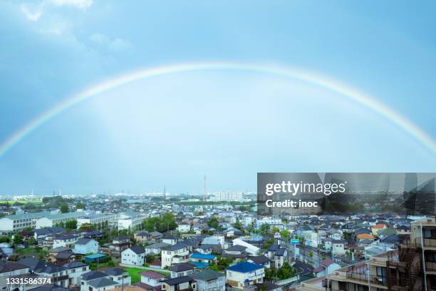 rainbow in the residential area - saitama prefecture foto e immagini stock