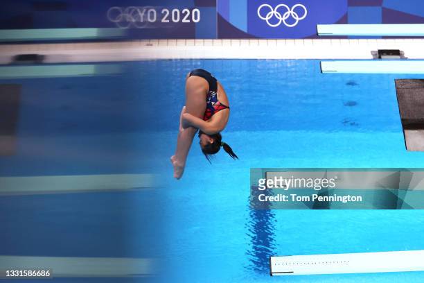 Nur Dhabitah Sabri of Team Malaysia competes in the Women's 3m Springboard Semi final on day eight of the Tokyo 2020 Olympic Games at Tokyo Aquatics...