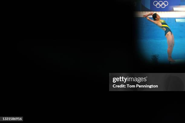 Esther Qin of Team Australia competes in the Women's 3m Springboard Semi final on day eight of the Tokyo 2020 Olympic Games at Tokyo Aquatics Centre...