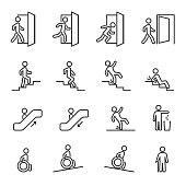 Vector set of people navigation line icons.