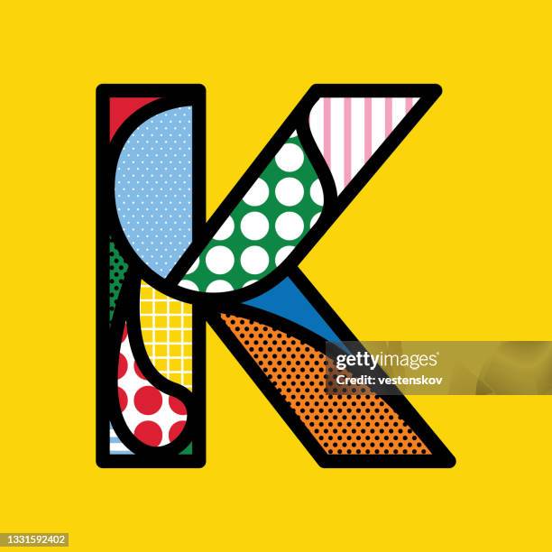 colourful pop art style alphabets vector graphics - k vector stock illustrations