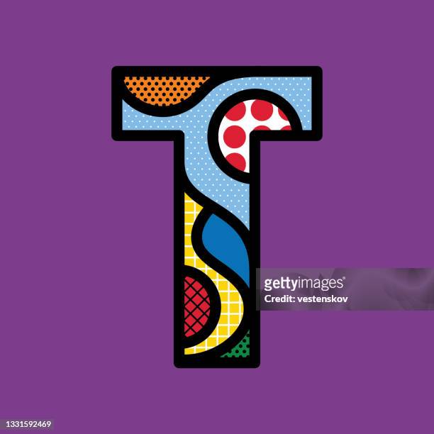 colourful pop art style alphabets vector graphics - kreativität stock illustrations