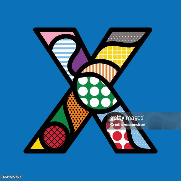 colourful pop art style alphabets vector graphics - personality type stock illustrations