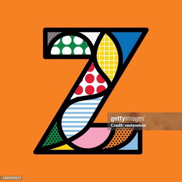 bunte pop art stil alphabete vektorgrafiken - buchstabe z stock-grafiken, -clipart, -cartoons und -symbole