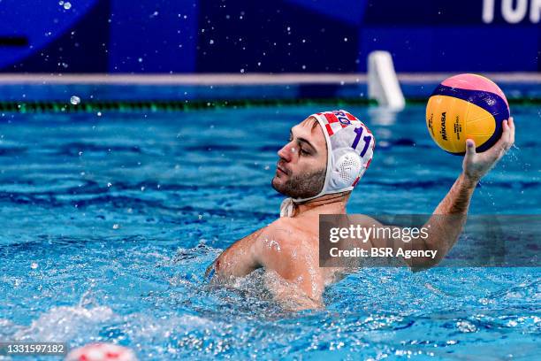 Paulo Obradovic of Croatia during the Tokyo 2020 Olympic Waterpolo Tournament Men match between Team Croatia and Team Serbia at Tatsumi Waterpolo...