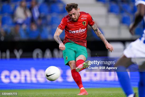 Indy Boonen of KV Oostende during the Jupiler Pro League match between KRC Genk and KV Oostende at Luminus Arena on July 30, 2021 in Genk, Belgium