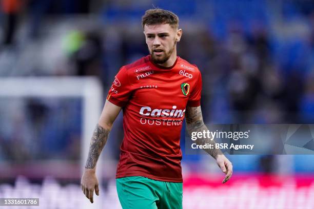 Indy Boonen of KV Oostende during the Jupiler Pro League match between KRC Genk and KV Oostende at Luminus Arena on July 30, 2021 in Genk, Belgium