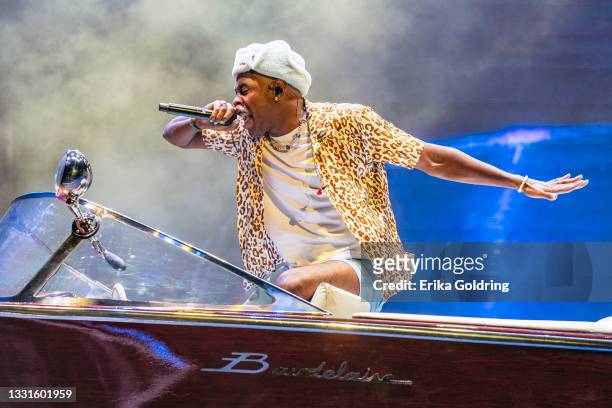Tyler the Creator performs during 2021 Lollapalooza at Grant Park on July 30, 2021 in Chicago, Illinois.