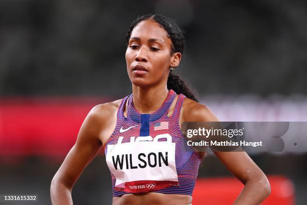 Ajee Wilson of Team United States competes in the Women's 800m Semi-Final on day eight of the Tokyo 2020 Olympic Games at Olympic Stadium on July 31,...