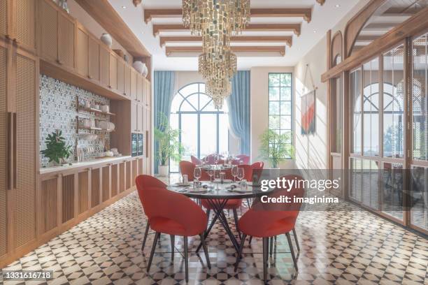 rustic italian restaurant interior - italian chandelier stock pictures, royalty-free photos & images