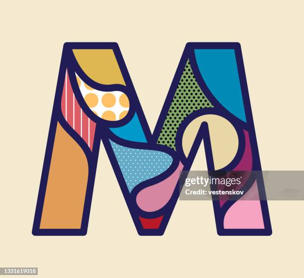 neutrale farbe pop art stil alphabete vektorgrafiken - m a stock-grafiken, -clipart, -cartoons und -symbole