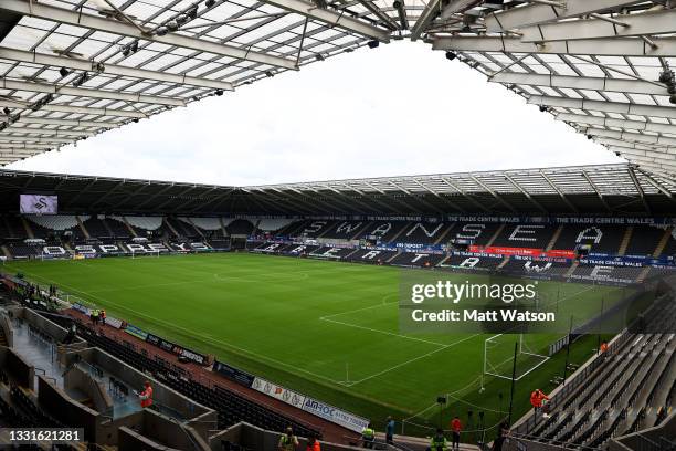 General view head of the pre-season friendly match between Swansea City and Southampton FC, at The Liberty Stadium on July 31, 2021 in Swansea, Wales.