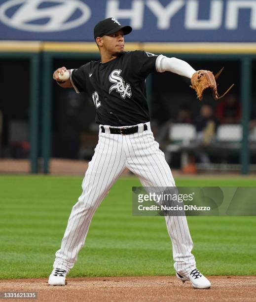 Cesar Hernandez of the Chicago White Sox warms up prior to a game Cleveland Indians at Guaranteed Rate Field on July 30, 2021 in Chicago, Illinois.