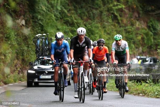 Johan Jacobs of Switzerland and Movistar Team, Lilian Calmejane of France and AG2R Citröen Team, Mikel Bizkarra Etxegibel of Spain and Team Euskaltel...