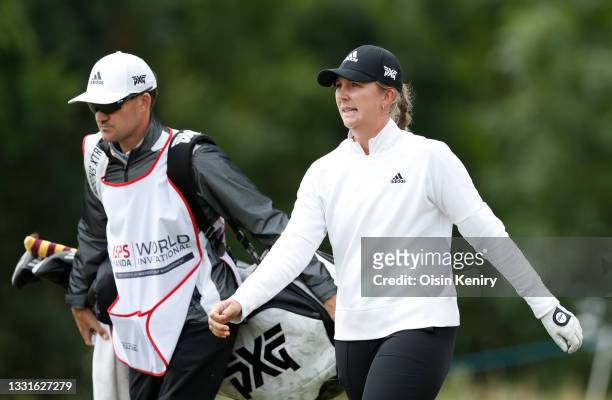 Linnea Ström of Sweden on the first hole during Day Three of The ISPS HANDA World Invitational at Galgorm Spa & Golf Resort on July 31, 2021 in...