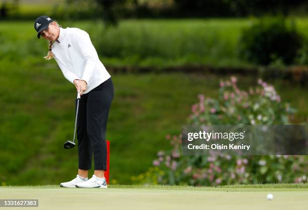 Linnea Ström of Sweden on the fourth hole during Day Three of The ISPS HANDA World Invitational at Galgorm Spa & Golf Resort on July 31, 2021 in...